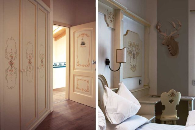 Decorazioni tirolesi per un piccolo relais tra i boschi