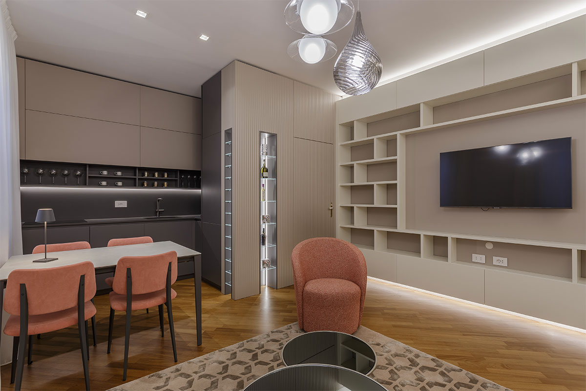 arredo-soggiorno-piccolo-su-misura-4 Progetto di arredamento su misura per uan seconda casa a Bologna